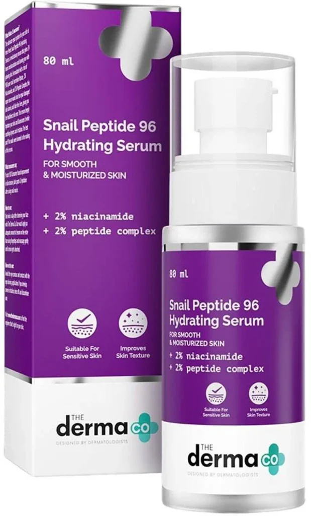 The Derma Co Snail Peptide 96 Hydrating Serum for budget skincare