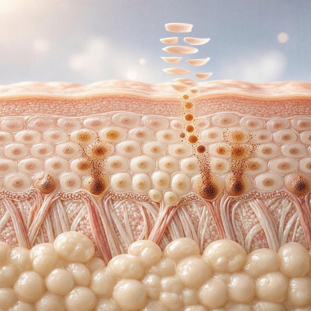 What is hyperpigmentation skin layer illustration showing melanin cells