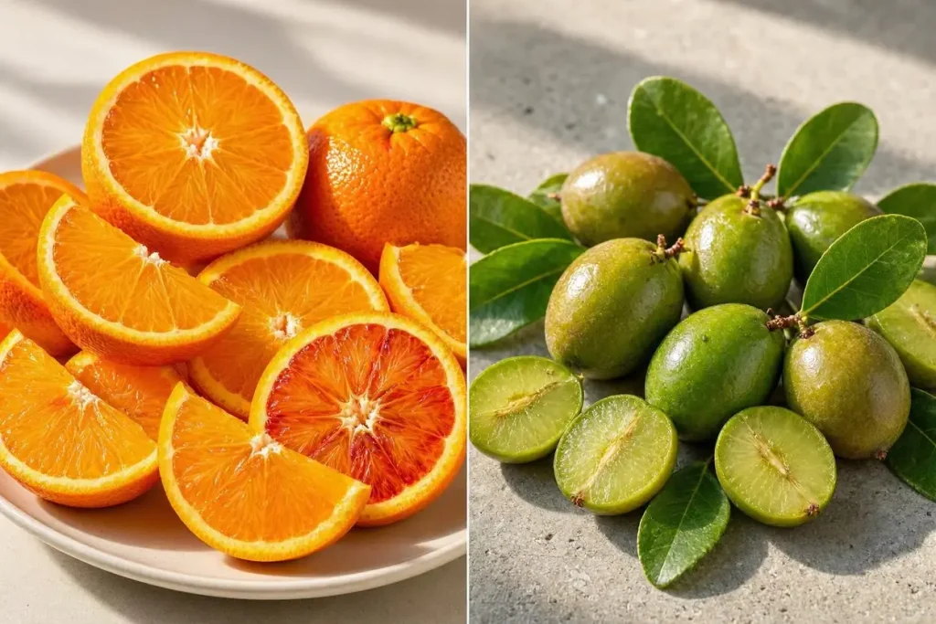 Kakadu plum vs orange vitamin c comparison in skincare
