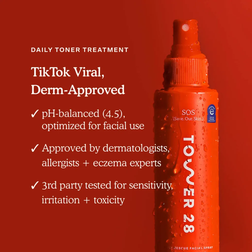 TikTok viral Tower 28 SOS spray dermatologist approved benefits