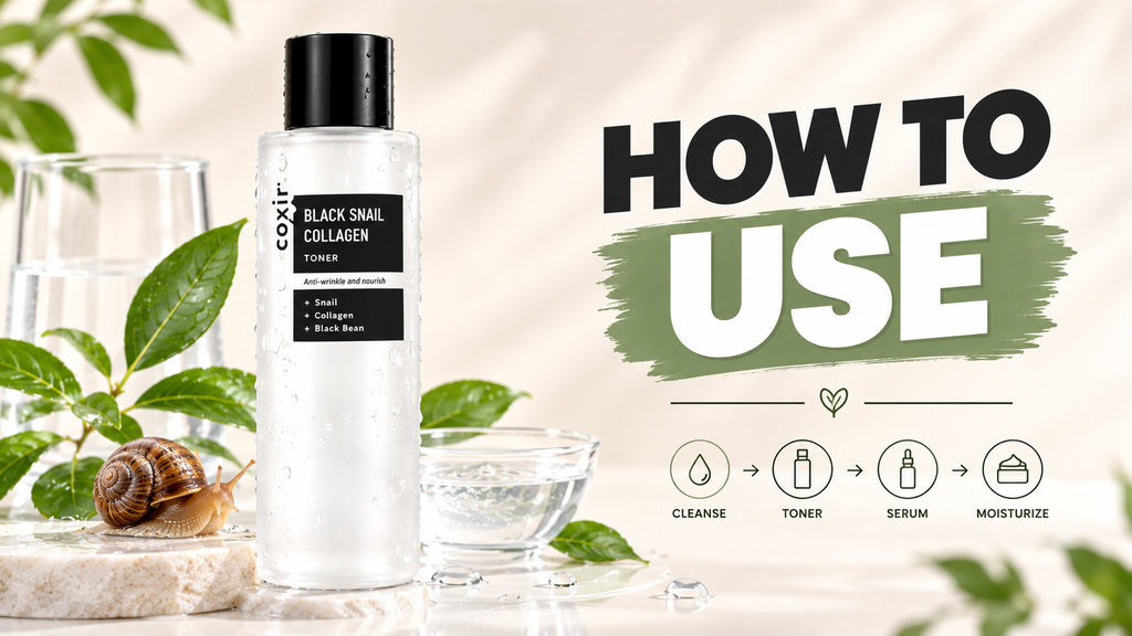 How to Apply: Coxir Black Snail Collagen Toner Review Steps