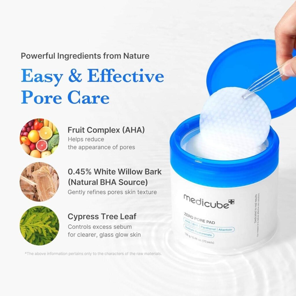medicube zero pore pad 2.0 key ingredients aha bha and white willow bark