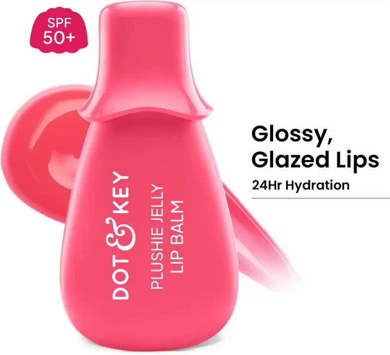Dot and Key Plushie Lip Balm Review showing glossy glazed lips benefit