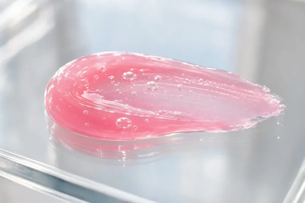 Dot and Key Plushie Lip Balm Review bouncy pink jelly texture swatch close up