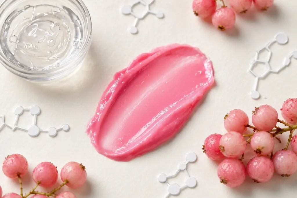 Dot and Key Plushie Lip Balm Review glossy texture swatch with dragon fruit
