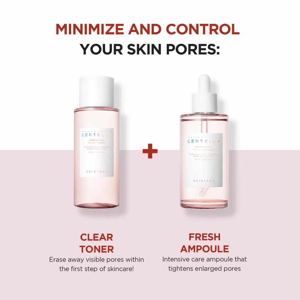  Skin1004 Poremizing Clear Toner and Fresh Ampoule skincare routine combo
